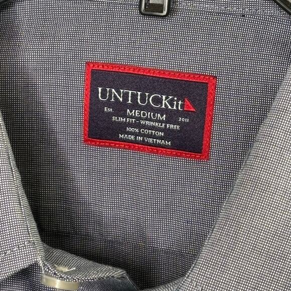 UNTUCKit Men's 100% Cotton Button Up Slim Fit Wrinkle Free Shirt Size Medium - Picture 8 of 9